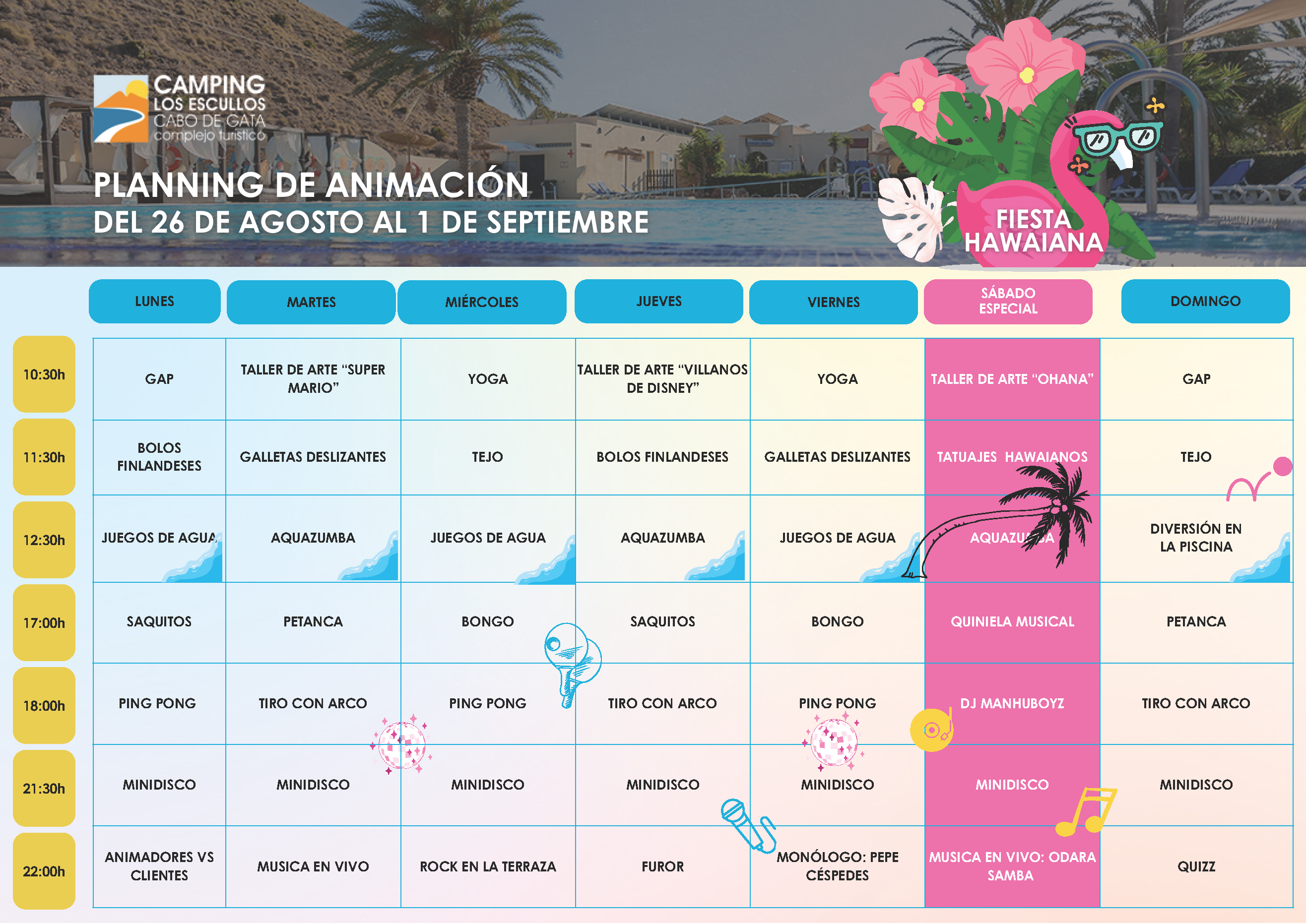 Animación desde el 26 de agosto al 1 de septiembre - Los Escullos Cabo ...