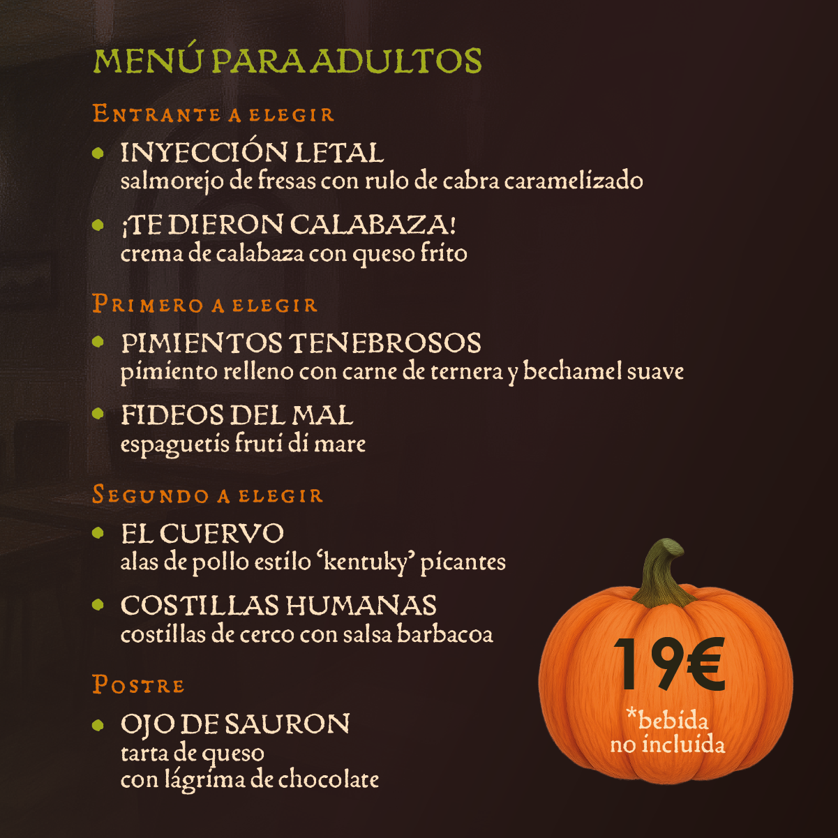 Menu especial halloween