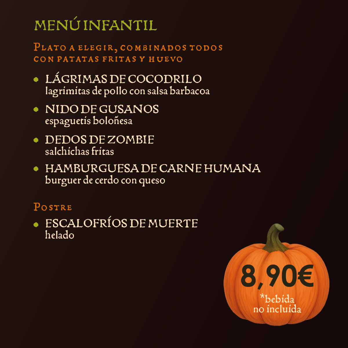 Menu especial halloween