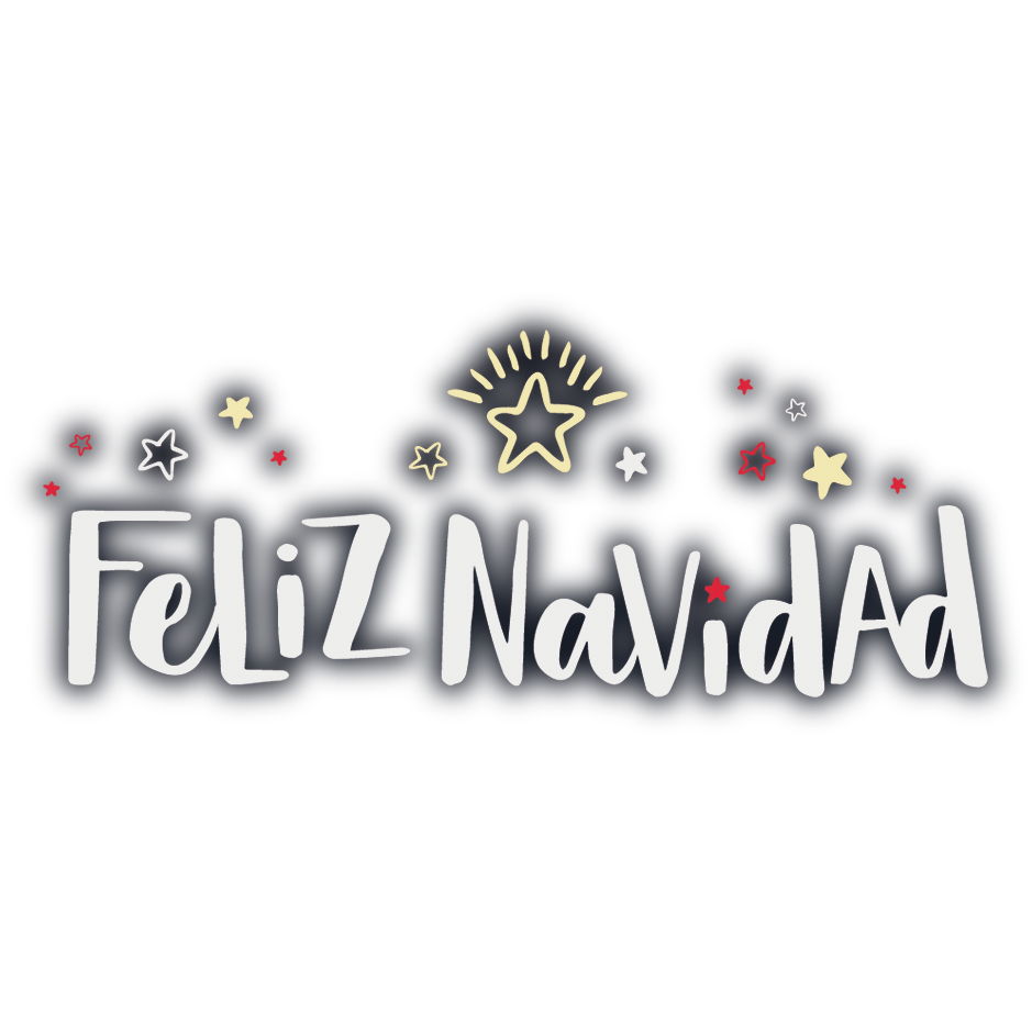 Texto Feliz Navidad con algunas estrellas alrededor