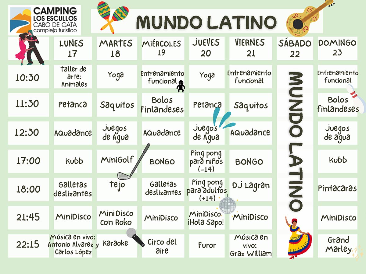 planning animación camping mundo latino